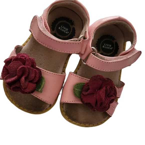Livie & Luca Pink Rosette Sandals - Picture 1 of 8